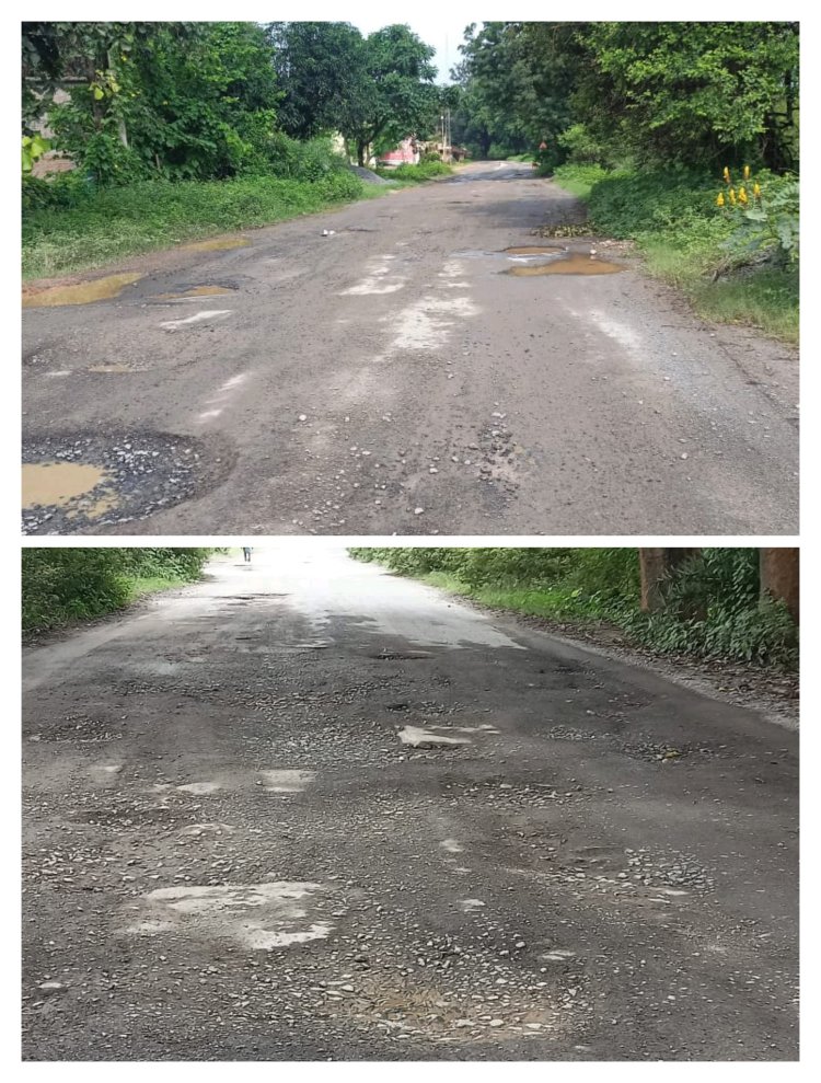 तपकरा-फरसाबहार-लुड़ेग स्टेट हाइवे मार्ग हुआ जगह-जगह से छतिग्रस्त सड़क पर बड़े बड़े गड्ढे बन जाने से राहगीरों का चलना हुआ दूभर