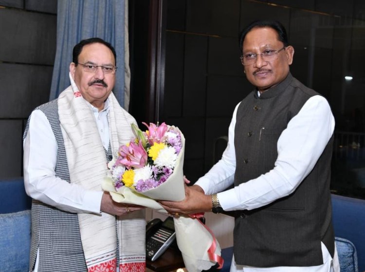 मुख्यमंत्री विष्णुदेव साय ने केंद्रीय स्वास्थ्य मंत्री और भाजपा के राष्ट्रीय अध्यक्ष जेपी नड्डा से की सौजन्य भेंट