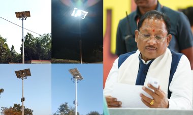 मुख्यमंत्री विष्णुदेव साय के निर्देश पर सौर ऊर्जा स्ट्रीट लाइट से गांव-गांव हो रहे हैं रोशन