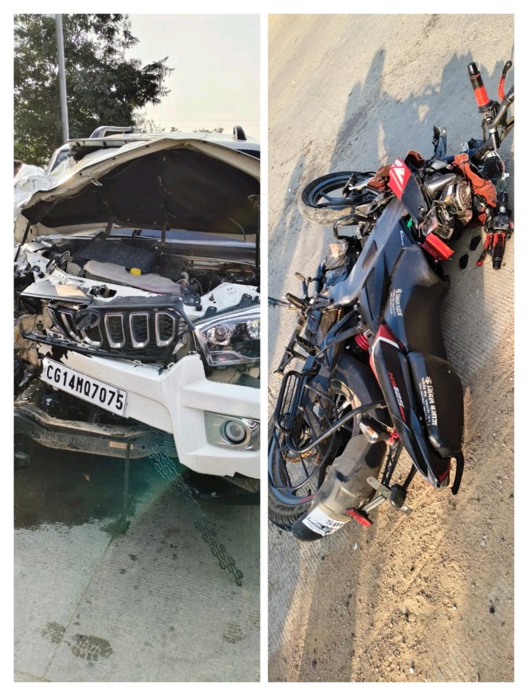 एनएच 43 में पत्थलगांव के कछार के पास भीषण सड़क हादसा  बाइक और बोलेरो को आमने सामने की टक्कर में दो युवकों की मौके पर मौत, एक गंभीर