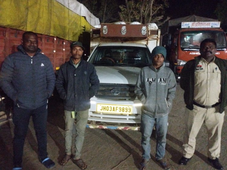 जशपुर पुलिस ने फिर पकड़ा झारखण्ड से पिकअप में भरकर लाया जा रहा 65 बोरी धान   झारखंड से छत्तीसगढ़ धान लाकर, कर रहे थे खपाने की कोशिश