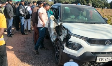 नशे में धुत ड्राइवर के हाथों हाईवे पर दौड़ रही थी तेज रफ्तार टाटा पंच कार  पतराटोली में खड़े ट्रक से टकराने के बाद, वहां से भाग रहे चालक ने स्कूली छात्र को मारी ठोकर