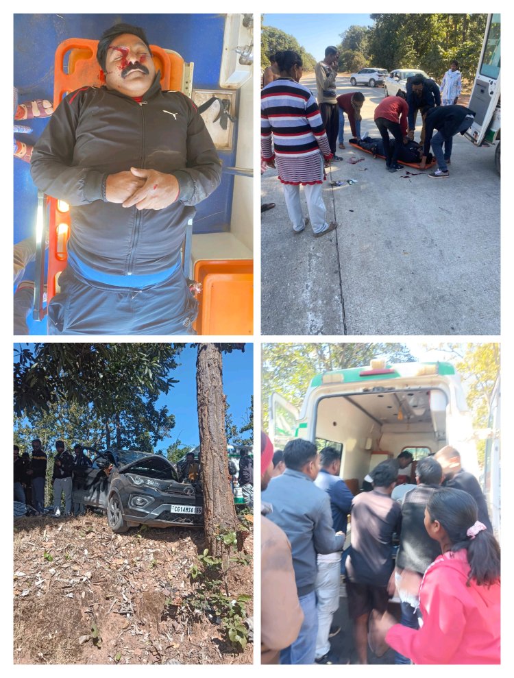 दो अलग - अलग सडक़ हादसों में शहर के ६ लोग गंभीर रूप से घायल  सभी घायलों को 108 एंबुलेंस से कुनकुरी और जिला अस्पताल जशपुर में किया गया भर्ती