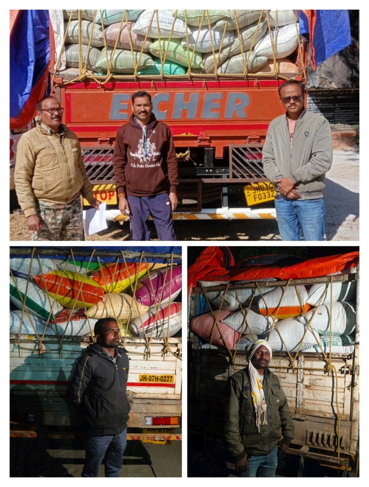 अवैध धान परिवहन का करते करते जशपुर पुलिस ने फिर पकड़ी तीन गाड़ियां   एक ट्रक और दो पिकअप से 149 क्विंटल धान, कार्यवाही हेतु सौंपा जिला प्रशासन को