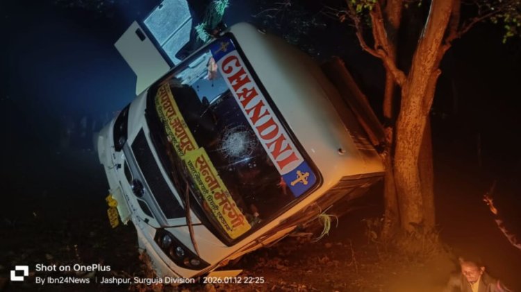 यात्री बस दुर्घटनाग्रस्त एक युवती घायल, बाल बाल बचे यात्री  बस ड्राइवर के नशे में होने से हुआ हादसा