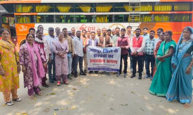 *जशपुर से सरपंचों का अध्ययन भ्रमण दल धमतरी एवं दुर्ग जिले के लिए रवाना*