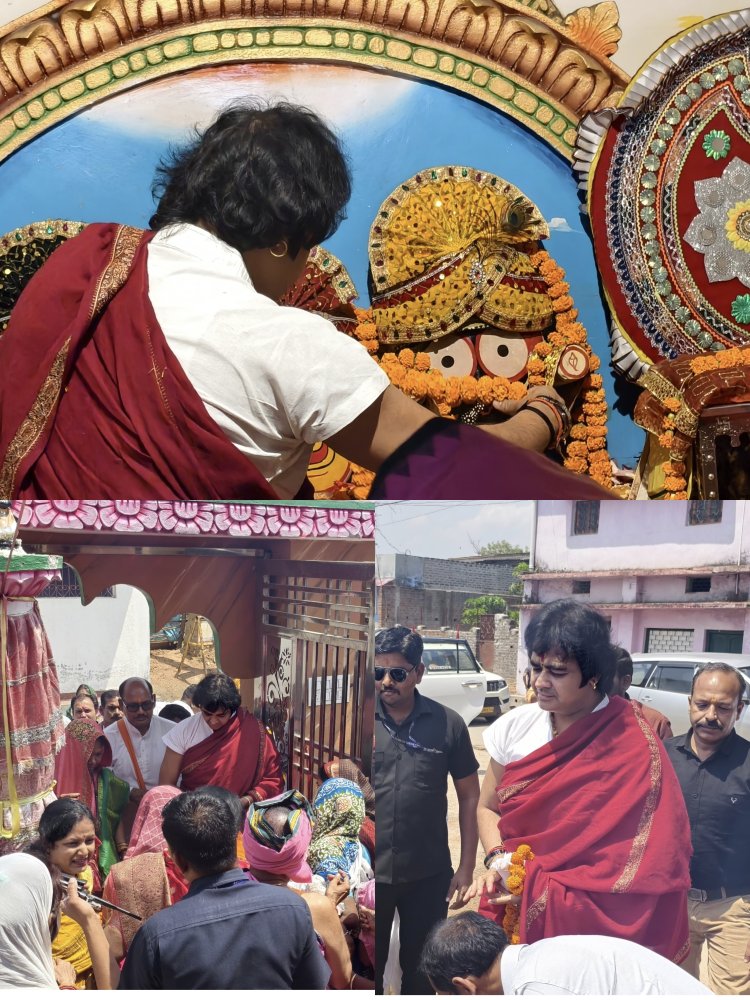 *दोकड़ा में भक्तिमय माहौल — श्री जगन्नाथ मंदिर, श्री फलेश्वर नाथ महादेव मंदिर पहुंचे संत चिन्मयानंद बापू, पूजा-अर्चना कर लिया आशीर्वाद*