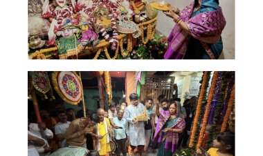 *दोकड़ा में नीलाद्री विजय के साथ महाप्रभु का हुआ गर्भगृह में प्रवेश, लक्ष्मीजी को रसगुल्ला अर्पित कर निभाई गई परंपरा*  *नीलाद्री विजय में शामिल हुईं गजपति महाराज एवं मुख्यमंत्री की धर्मपत्नी श्रीमती कौशल्या साय*