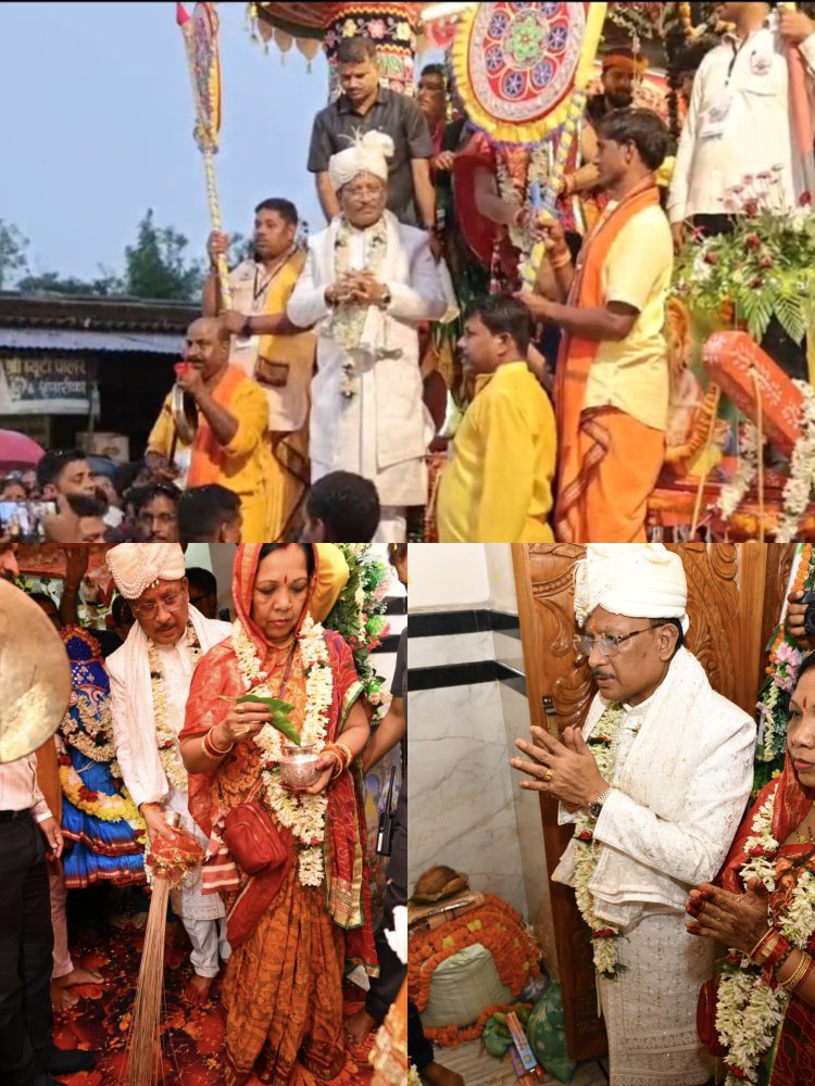 *मुख्यमंत्री विष्णुदेव साय ने दोकड़ा में रथयात्रा महोत्सव में गजपति महाराजा की परंपरा निभाई*  *भगवान जगन्नाथ का रथ खींचकर प्रदेशवासियों के सुख-समृद्धि की कामना की*