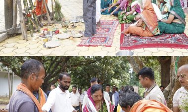 *हरेली तिहार पर मुख्यमंत्री निवास बगिया में विधिवत हुआ पूजन, मुख्यमंत्री की धर्मपत्नी कौशल्या साय ने की पूजा-अर्चना*