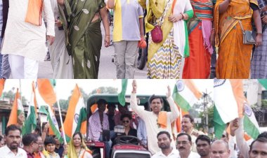 *दोकड़ा में निकली भव्य तिरंगा यात्रा, देशभक्ति के रंग में रंगा क्षेत्र*  *मुख्यमंत्री की धर्मपत्नी कौशल्या साय हुईं शामिल, ट्रैक्टरों और मोटरसाइकिलों के साथ उमड़ा जनसैलाब*
