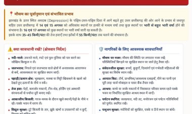 *झारखंड के ऊपर बना निम्न दबाव क्षेत्र जशपुर की ओर बढ़ने की संभावना*  *उत्तरी छत्तीसगढ़ और जशपुर क्षेत्र में भारी बारिश और तेज हवाओं की चेतावनी*