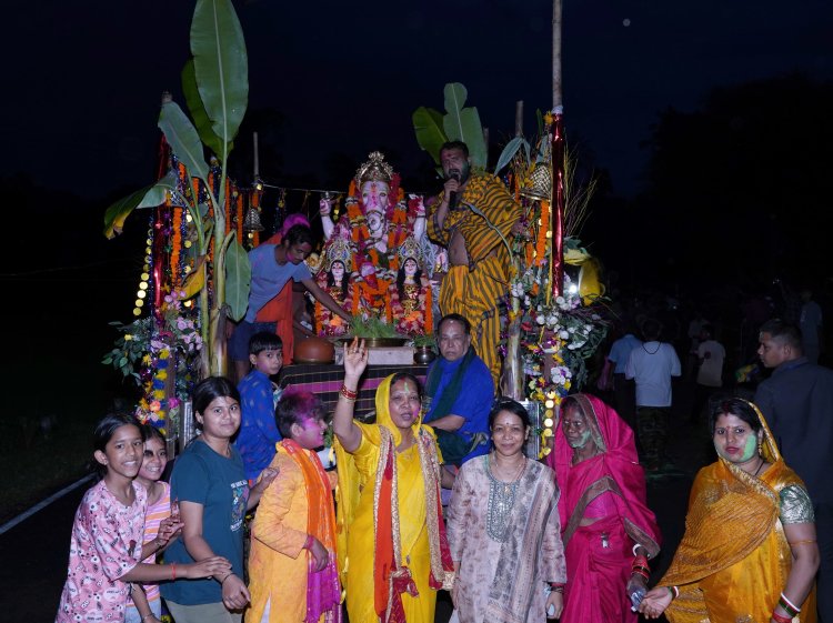 *मुख्यमंत्री निवास बगिया में विराजे गणपति बप्पा को धूमधाम से दी गई विदाई*