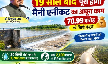 *मुख्यमंत्री विष्णुदेव साय के निर्देश पर 19 साल बाद पूरा होगा मैन‍ी एनीकट का अधूरा काम, 70.99 करोड़ की मिली मंजूरी*