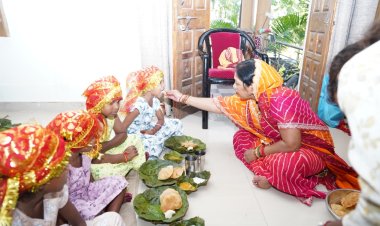 *महानवमी पर कौशल्या साय ने मुख्यमंत्री निवास बगिया में किया कन्या पूजन*